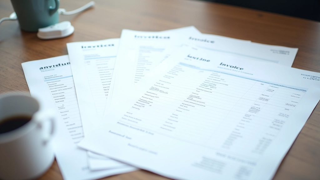 Three sample invoices displayed showing different layouts, designs, and quality levels from different vendors
